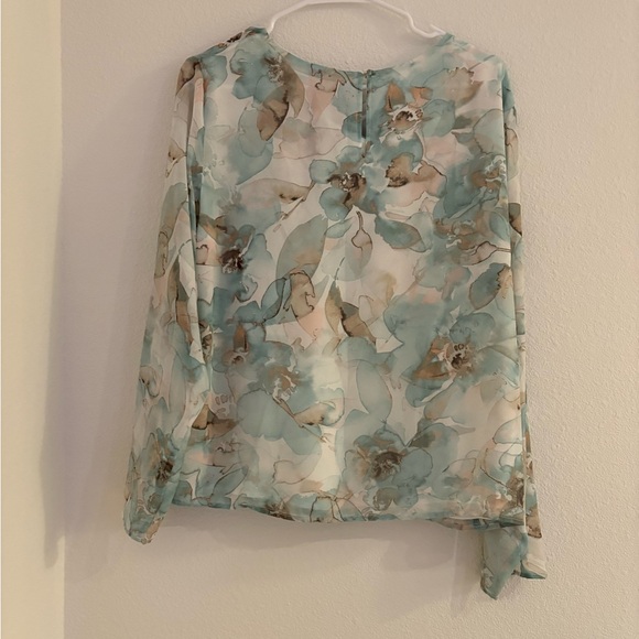 Calvin Klein Sheer Floral Blouse - Teal and Beige size xl NWT - Picture 6 of 6